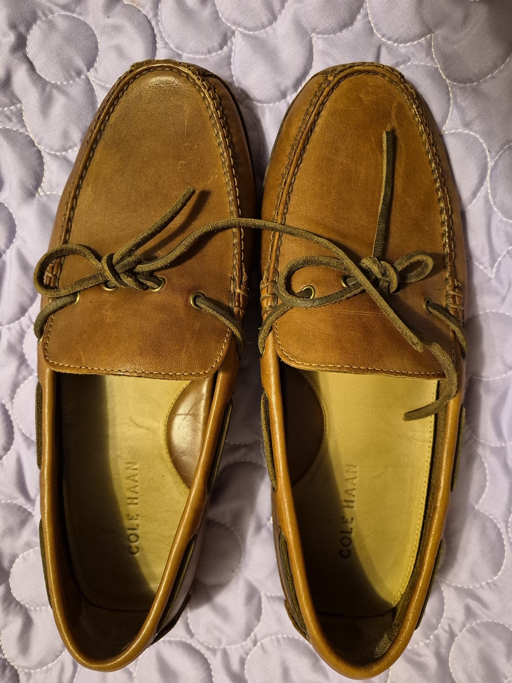 Cole Haan Tan Leather Moc Toe Slip-Ons